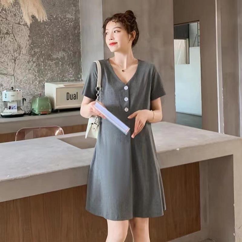 

Двухцветная юбка миди для беременных для миниатюрных и больших размеров - Летний модный тренд L (105-125 lbs) темно-серого