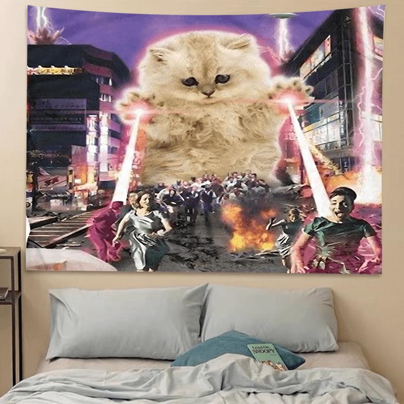 VIKAMA Laser Cat Rampage Tapestry Dazzling Laser Beam Game Esports Room Theme Personalized Room Decor