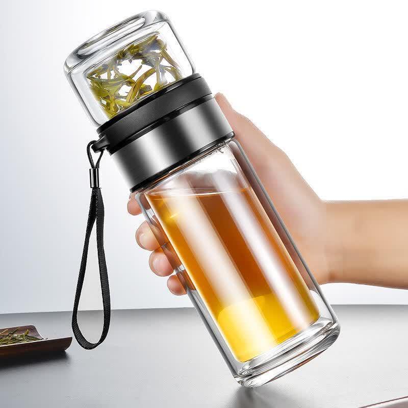 Qiwei Mingerya Portable Double-Layer Glass Tea Infuser Bottle