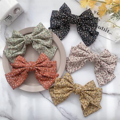 Women Hair Accessories 3 Layers Butterfly Hair Claws Custom Print Floral Bowknot Hair Clips