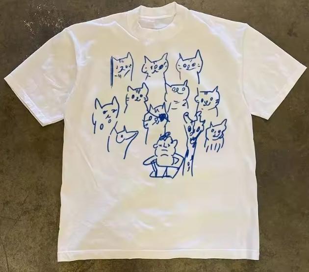 Summer New Pure Cotton Tshirtsuitable For Both Unisex And Unisexprinted Pattern Pure Cotton Tshirt For Casual And Versatile Wear