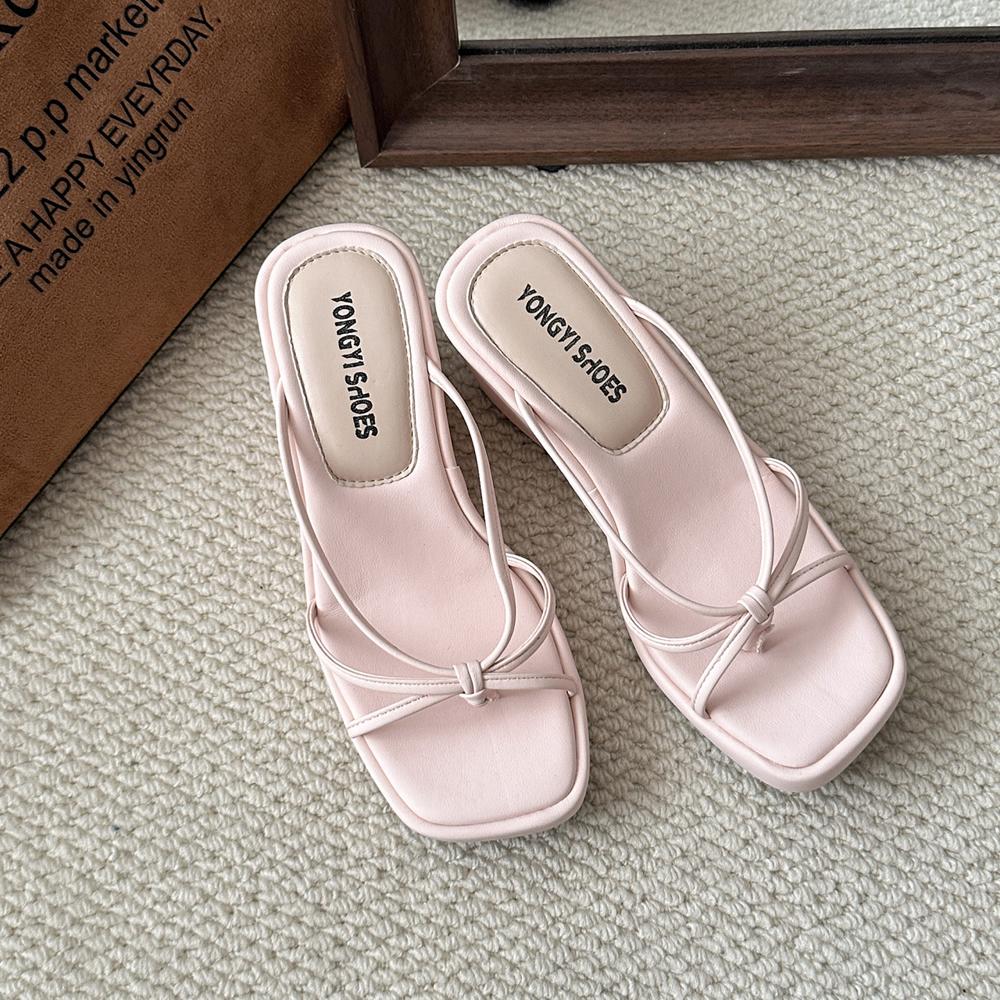 

Милый дизайн с бантом-бабочкой, женские сандалии, летний новый стиль, фиолетовые слипоны на танкетке, уличные, удобные шлепанцы 40 розовый