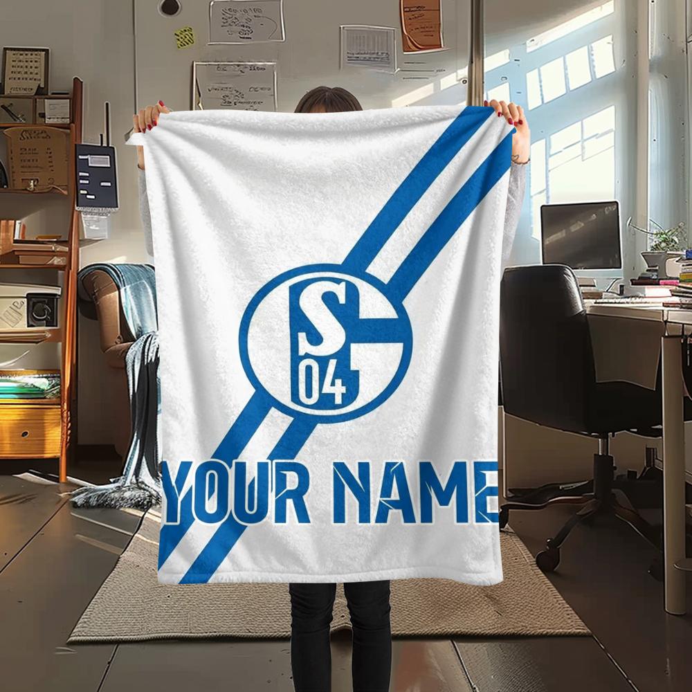 1PC Custom Name FC Schalke 04(3) Patterned Flannel Blanket Suitable For All Seasons for Home Decor Warmth and Comfort Gifts Holiday Present