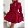 Spring and Autumn Women's Dress Sexy Hollow Waistline Hem Dress