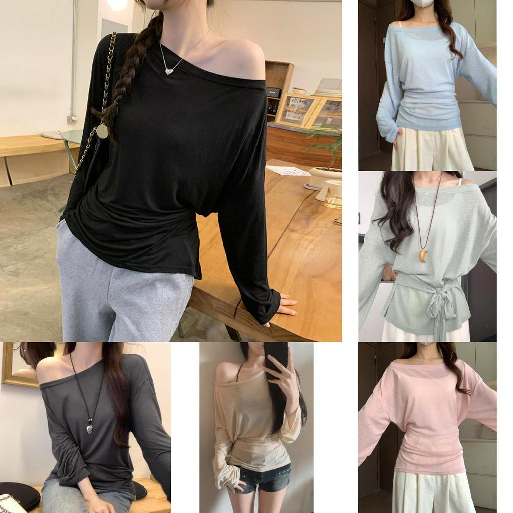 Womens Summer Long Sleeve T Shirt With Tie Waist And Sun Protection For Casual Wear