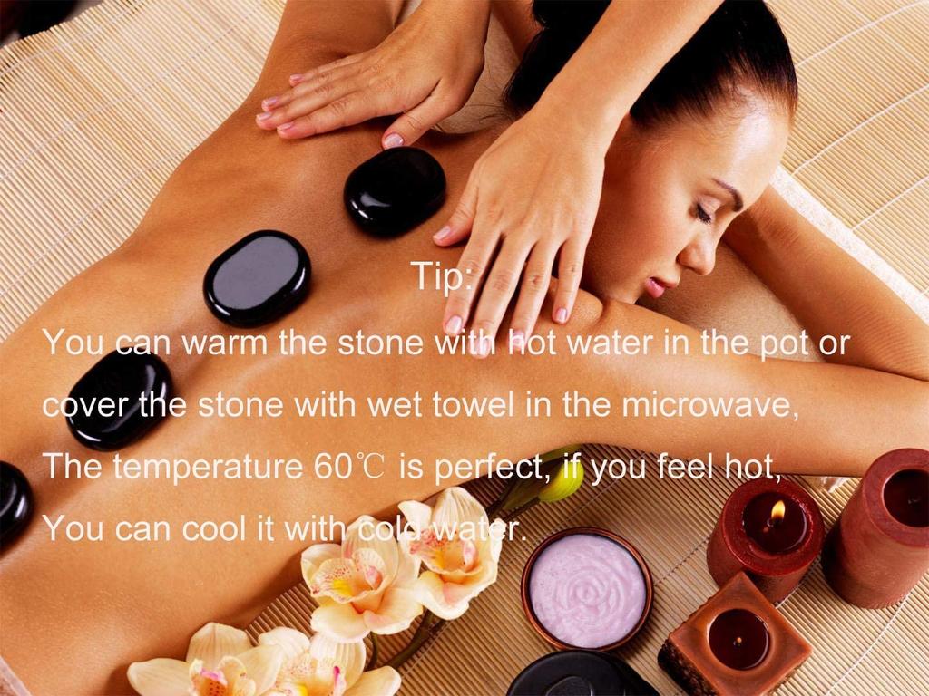 Windfulogo 4-Piece Hot Massage Stone Set - Natural Lava Basalt Spa Massage Warm Stones, Black (5x6cm)