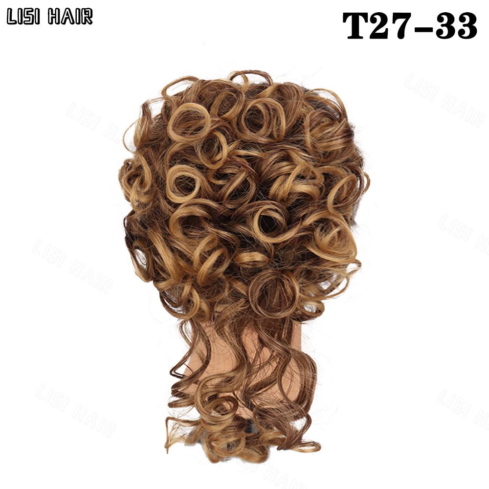 

LISI HAIR 1 шт., растрепанные волосы, булочка, эластичный шнурок, свободные большие вьющиеся синтетические короткие булочки, наращивание хвоста для женщин, одежда для косплея 25cm
