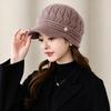 Winter middle-aged and elderly knitted hats, women's autumn and winter velvet warm mother grandma old man hat cold ear protection hat