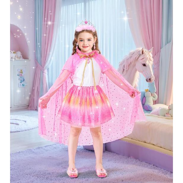 Princess Dress Up, Dress Up Clothes for Girls Princess Toys Set with Princess Capes Princess Shoes Princess Dress Jewelry, Birthday Christmas Gifts