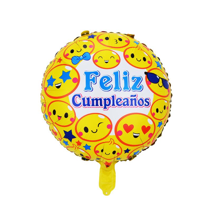 18 Inch Spanish Happy Birthday Round Aluminum Film Balloon Spanish Birthday Party Decoration Balloon