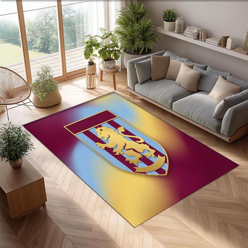 Aston Villa Voetbal Print Kristal Fluweel Tapijt, Comfortabel Waterabsorberend Antislip Binnen Vloerkleed