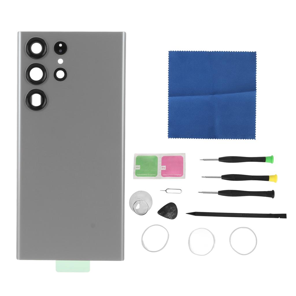 Back Glass Replacement Cover Case with Pre Installed Camera Lens Adhesive Repair Tool Kit for