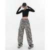 American Retro Tooling Camouflage Washed Trousers Loose Wide Leg Straight All-match Sports Casual Pants Women's Fashion Trousers