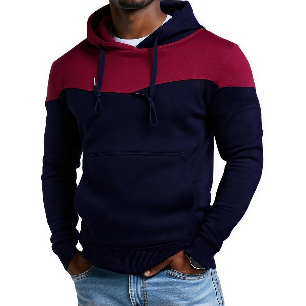 Men's  Leisure  Two  Colors  Splicing  Sports  Leisure  Long  Sleeves  Hoodie