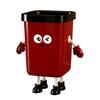 Cartoon Trash Can 12L/15L Household Waste Bin Open Top Cute Garbage Can with Legs Hands for Kitchen Bathroom Office Bedroom