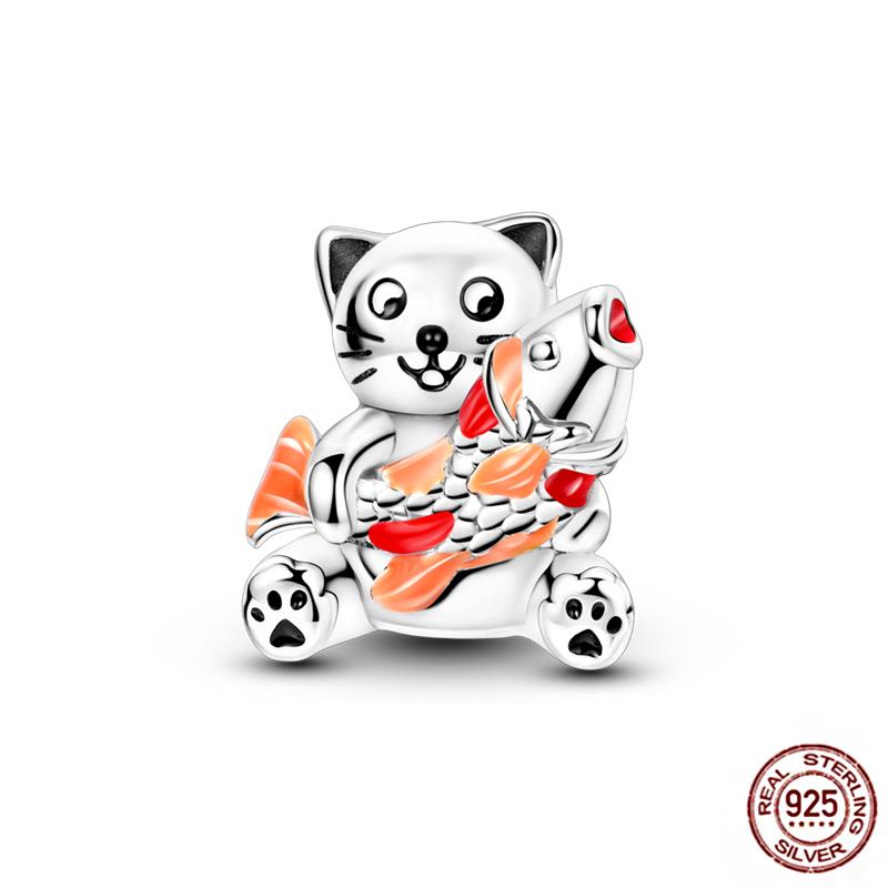 Fit Original Pendant Animal Charmscopper Pink Heart Pet Cat Dog Blue Owl Squirrel Beads Bracelet Women Diy Birthday Jewelry