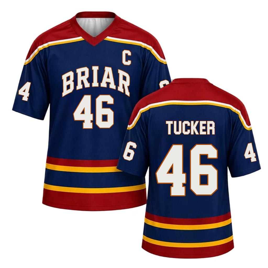 Briar Graham Unisex Ice Hockey Short Sleeve Jersey Number 46 Tucker Printed Sportswear V Neck Athletic Shirt for Casual Wear