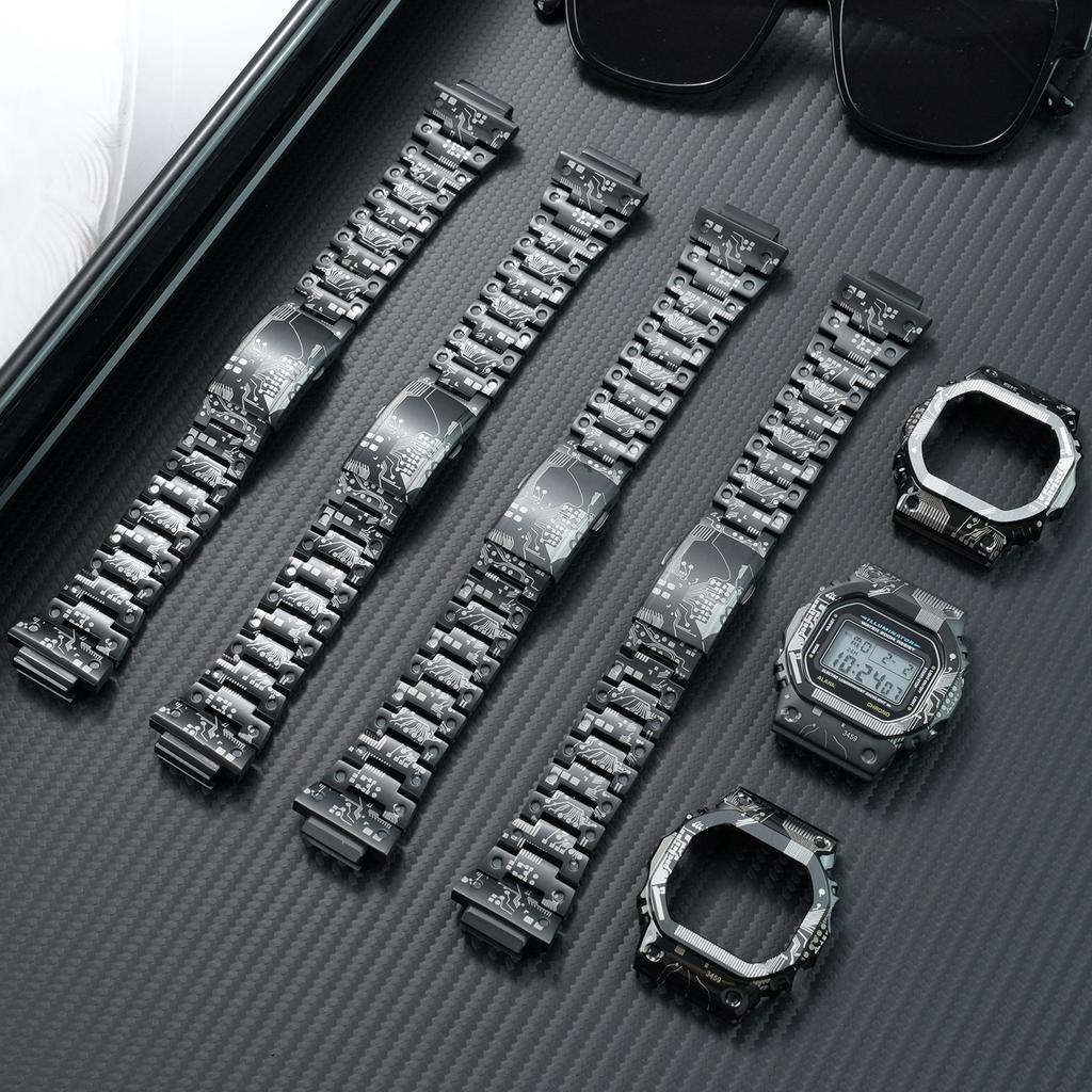 Titanlegierungsarmband+Gehäuselünette für Casio G-Shock DW-5600 GW-M5610 GW-B5600 Mod Kit Edelstahl-Armband-Set Zubehör
