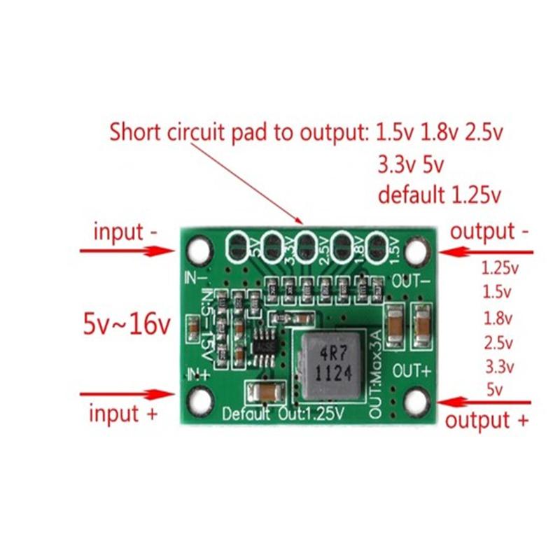 Dc Step-Down Power Converter Board 5~16V To 1.25V 1.5V 1.8V 2.5V 3.3V 5V 3A