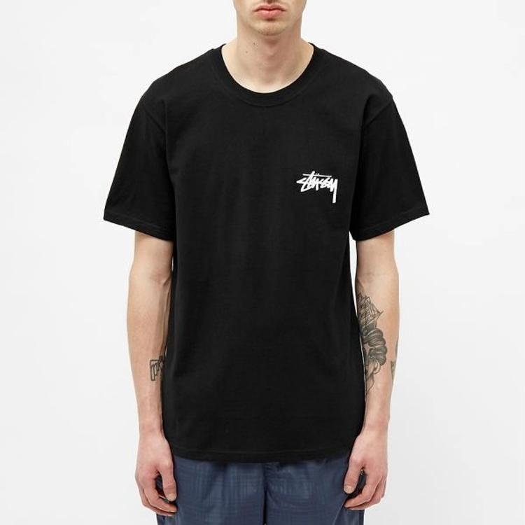 Stussy Falls Tee Classic Poster Print Short Sleeve American Vintage T-Shirt Unisex Tops Black 1904475-BLACK