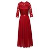 Bridesmaid Dress for Women Lace Patchwork Formal Gowns Crew Neck