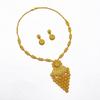 24K Necklace Earrings Two-piece Set Women's Yellow Gold Dubai Middle East Festive Wedding Jewelry
