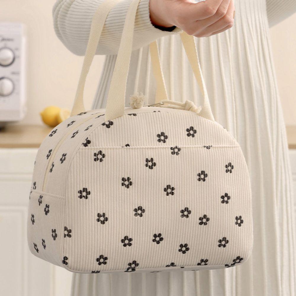 Aluminum Foil Corduroy Lunch Bag Zipper Cosmetic Storage Bag Food Pouch Picnic Bag School