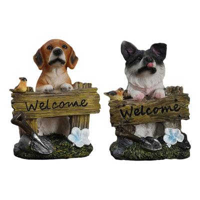 Garden Dog Statue Dog Figurine Welcome Dog Resin Crafts Puppy Statue Tabletop