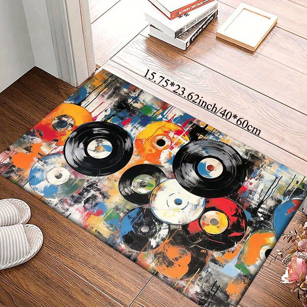 Vinyl Record Graffiti Rug: Ultra Soft Non-Slip Cool Carpet for Living Room, Bedroom, Dorm, Outdoor Home Decor