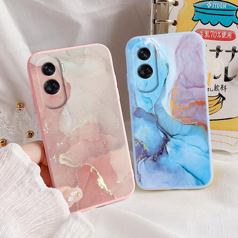 For Honor 90 Lite Cover Fashion Marble Painted Silicone Soft Case Shockproof Art Capa For Honor 90 400 Lite Bumper Shockproof