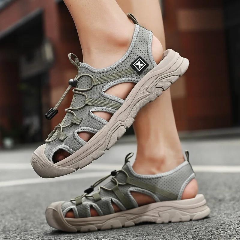 Fashion High Quality Sandals En's Sandals Breathable Casual Shoes for Men Outdoor Non Slip Beach Sandals 2024  Male Platform Sandalias