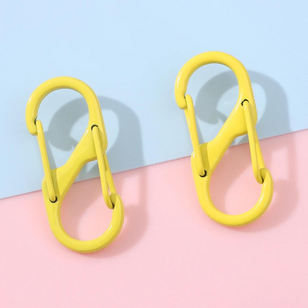 4pcs S Type Colorful Alloy Paint Spring Buckle Carabiner Anti-Theft Mini Keychain Hook Backpack Outdoor Hanging Connection Ring