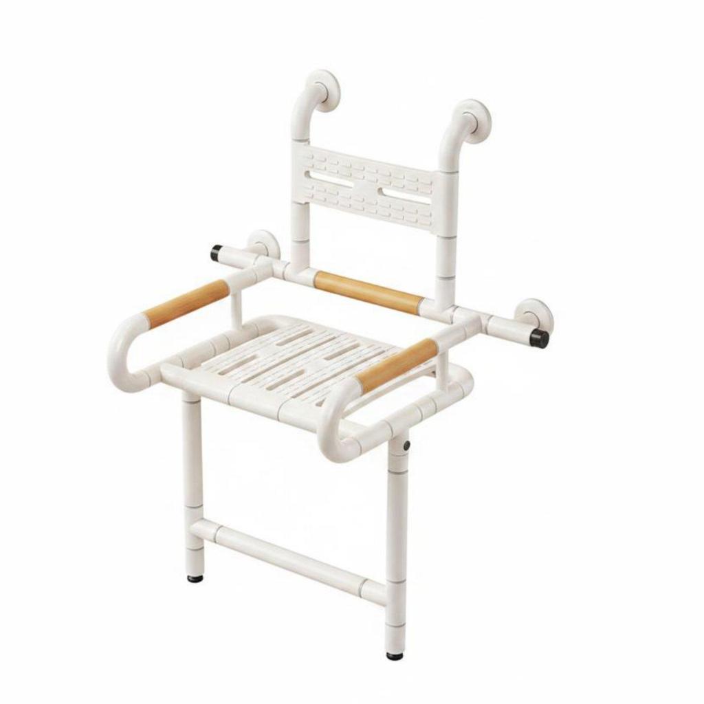 Wall-Attached Shower Chair Space Saving Folding Bath Seat Easy To Clean