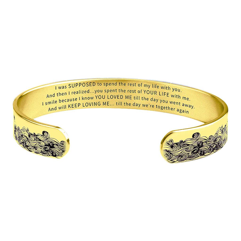 Bransoletka pamiątkowa dla mojego męża / krewnych ze stali nierdzewnej Bransoletka mankietowa z grawerowaną falą pamiątkową