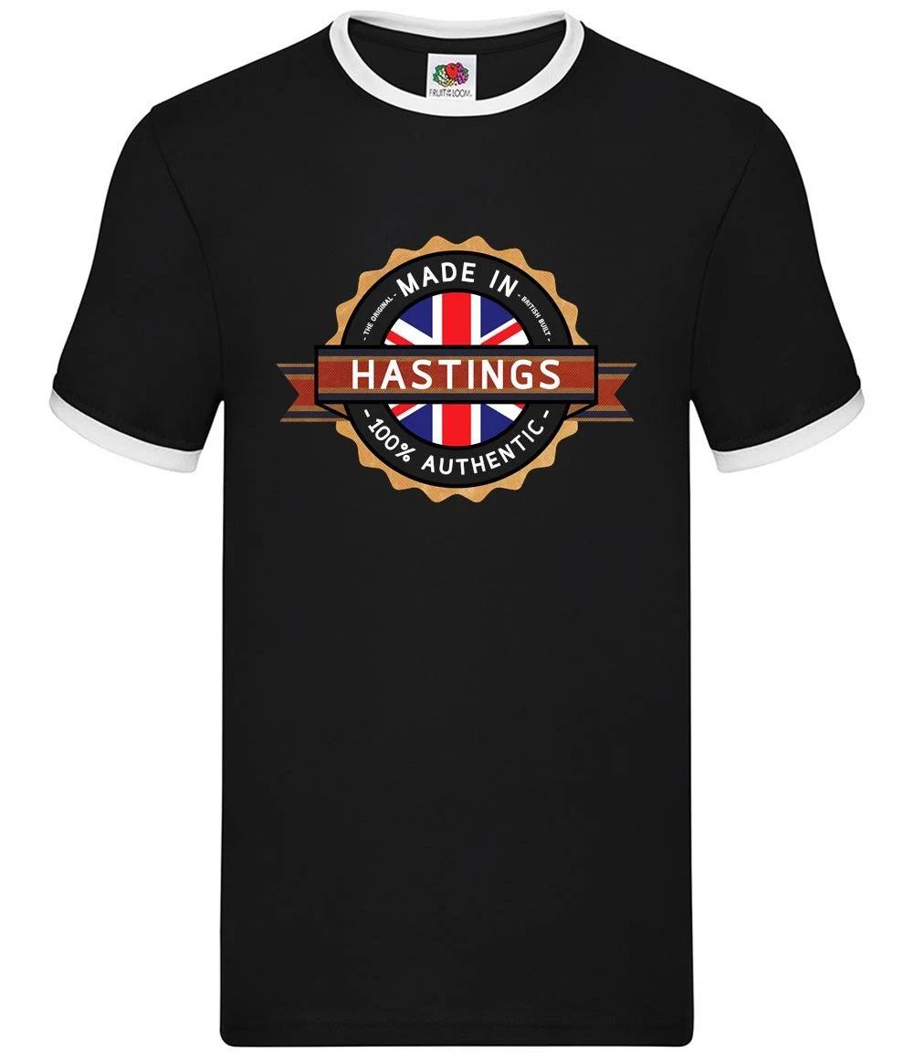 Made In Hastings - Mens Ringer - Town Hometown Battle of Born In Gift M