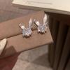 Korean Style Zircon Rabbit Stud Earrings - Cute, Playful, and Luxurious