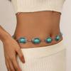 Bohemian Style Waist Chain, Navel Chain, High-end Feel, Retro Inlaid Turquoise Metal Belt, Paired with Skirt