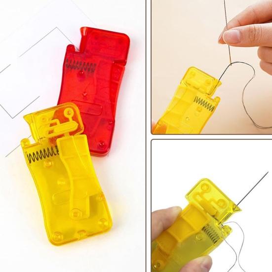 

10 шт. автоматический нитевдеватель для игл с ручкой для пальцев, легкие ручные швейные нитевдеватели для любителей шитья, пожилых мам жёлтый