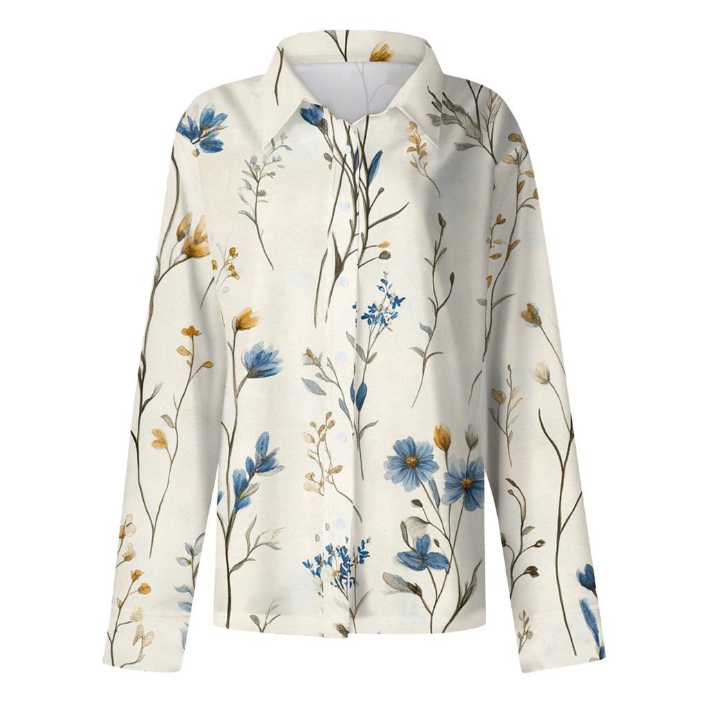 Skjorte for kvinner Bluse med knapp Langermet Uformell Basic skjortekrage Vanlig topp