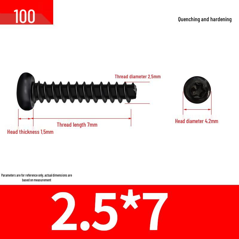 Black Zinc Plated M2 Pan Head Anti-Theft Hex Screws, Flat Tail, Self-Tapping