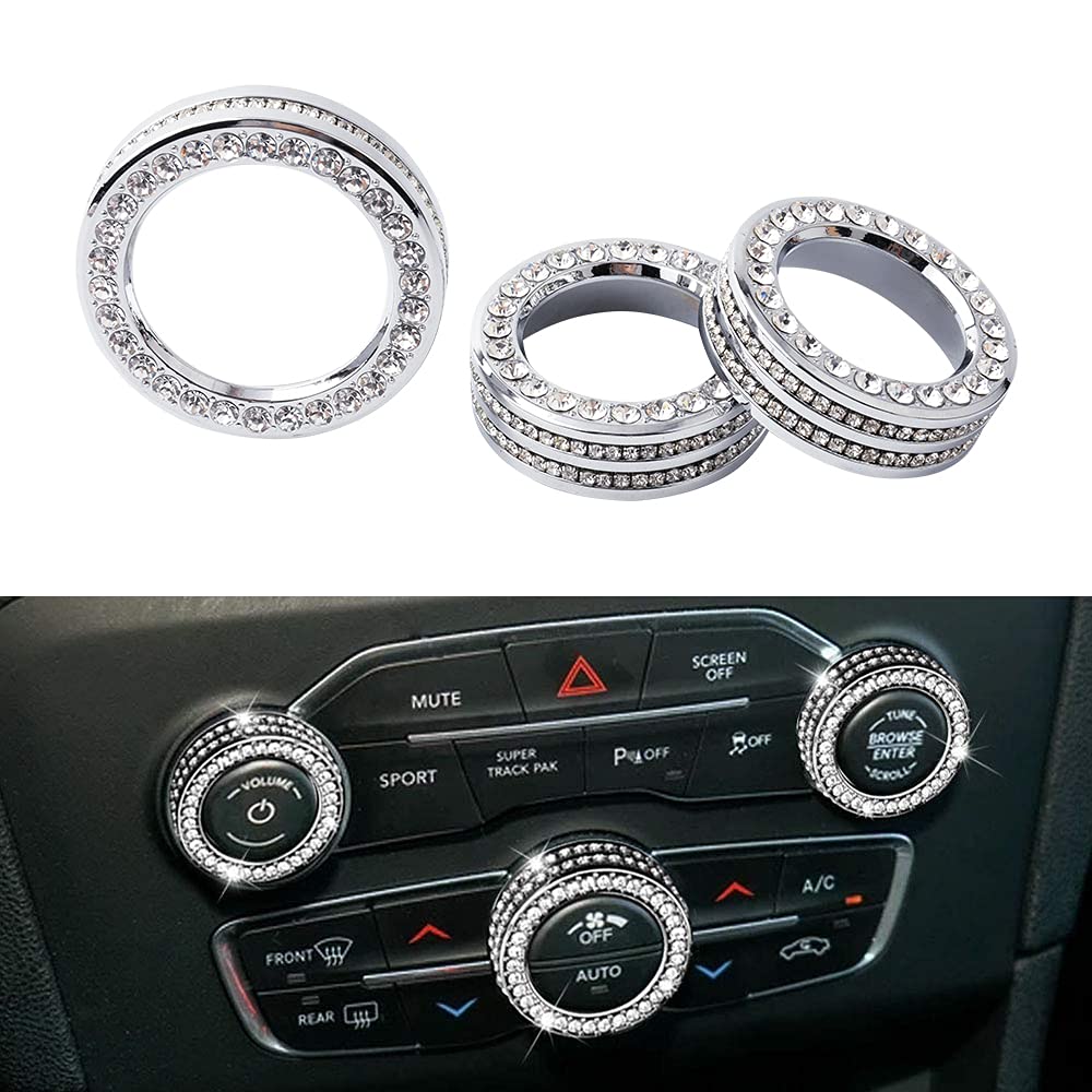 

DIYSMART for Dodge Charger Accessories Bling AC Knob Covers Interior decor for Challenger Chrysler 300 300S RAM 1500 2500 3500