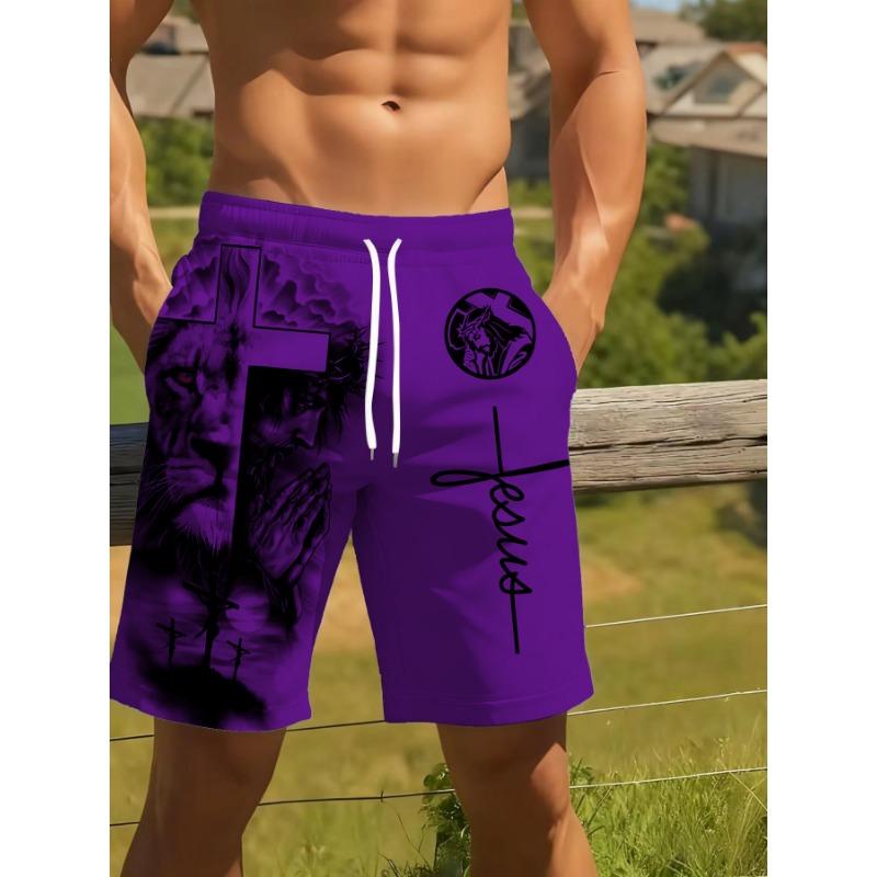 

Men s Lion Pattern 3D Digital Beach Shorts S