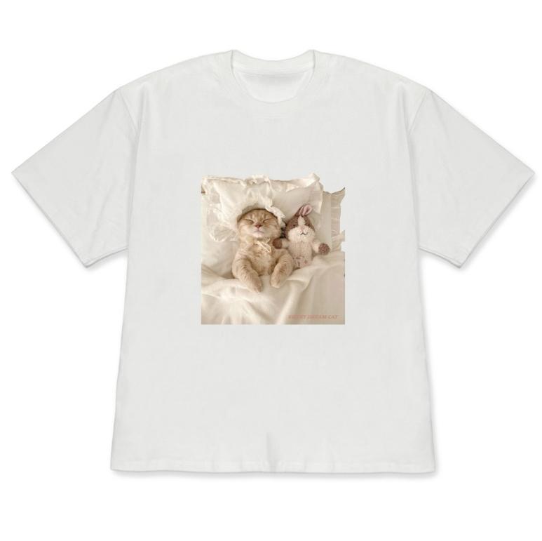 

Cute Sleeping Cat Graphic TShirt Sweet Dream Cat Tee Casual Short Sleeve T Shirt for Unisex Women Cat Lover Aesthetic Gift Top S