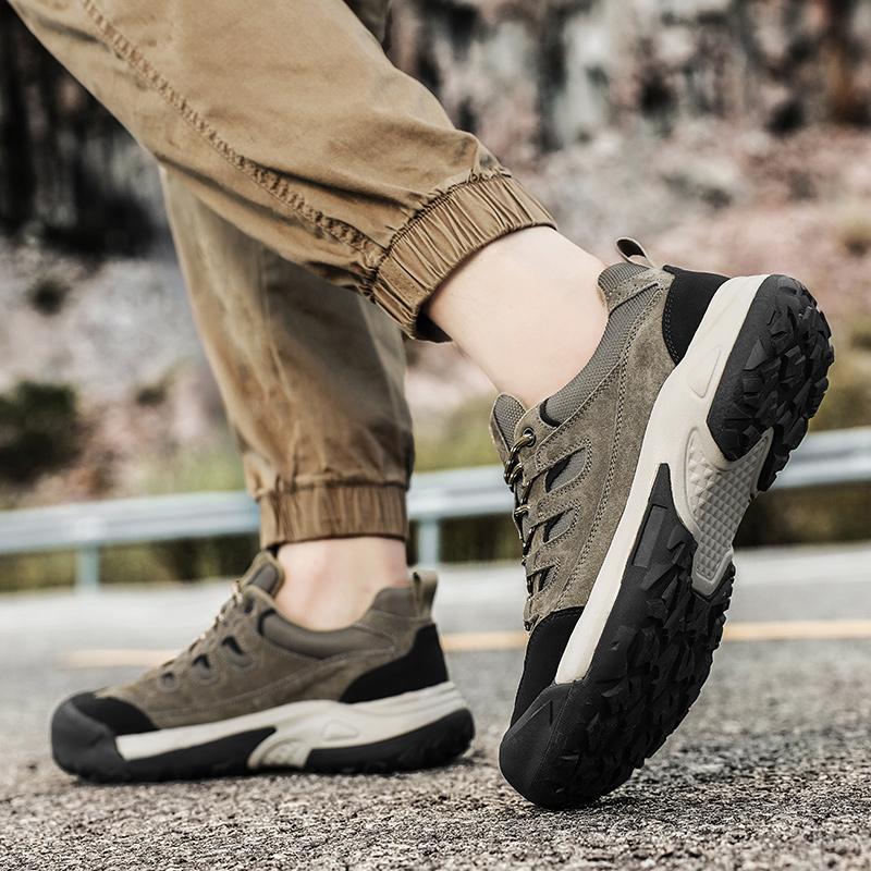 New Antiskid Man Driving Shoes Leisure Lace-Up Treking Footwear Trainers All-match Men Casual Flats Shock-Absorbing Hiking Shoes