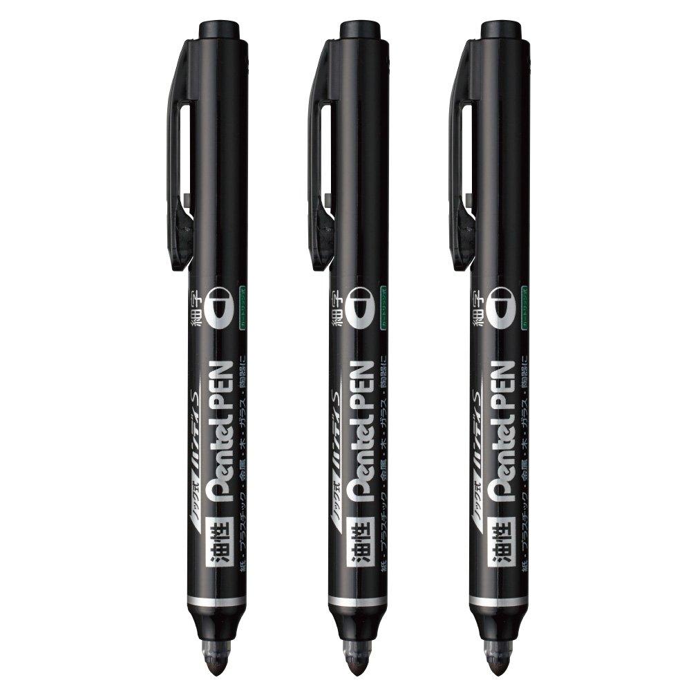 Pentel Handy S Retractable Pen Fine 3 Pens NXS15AP3AMZ Oil-Based AMZ-NXS15AP3, Point, Black, чёрный