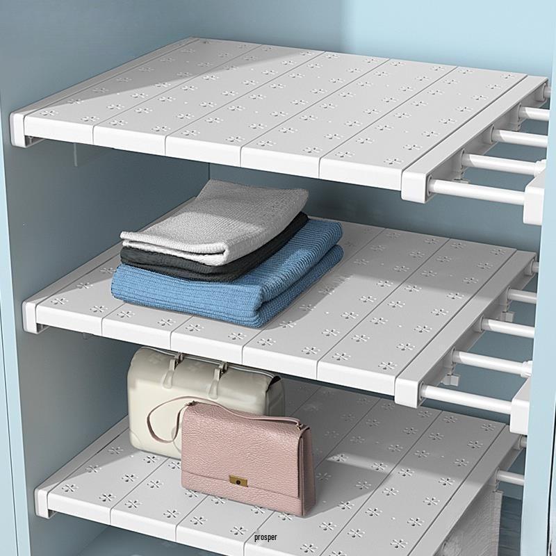 Wall-Mounted Retractable Closet Partition Shelf - No Drill Required