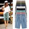 Sommer Damen Mittellange Hose Dünne Oberbekleidungshose Damen Freizeithose Harems Hose Strandbekleidung