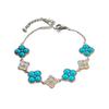 Fresh Turquoise Four-Leaf Clover Bracelet - Adjustable Women's Jewelry for Holidays & Everyday Wear