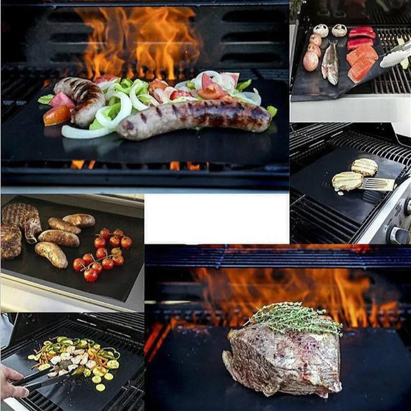 Non stick BBQ Grill Mat 40 *33cm Baking Reusable Mat  Cooking Grilling Sheet Heat Resistance Easily Cleaned Kitchen Tools