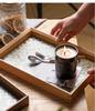 Rechteckiges Holztablett im japanischen Stil, Leichter Luxus Glas Heimdekoration Aufbewahrung Wohnzimmer Couchtisch Tablett